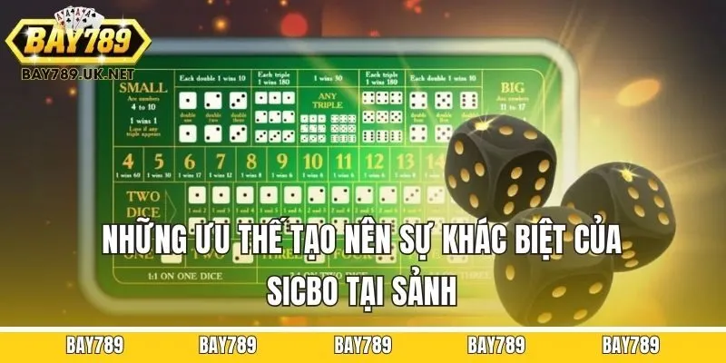 Những ưu thế tạo nên sự khác biệt của sicbo tại sảnh Bay789